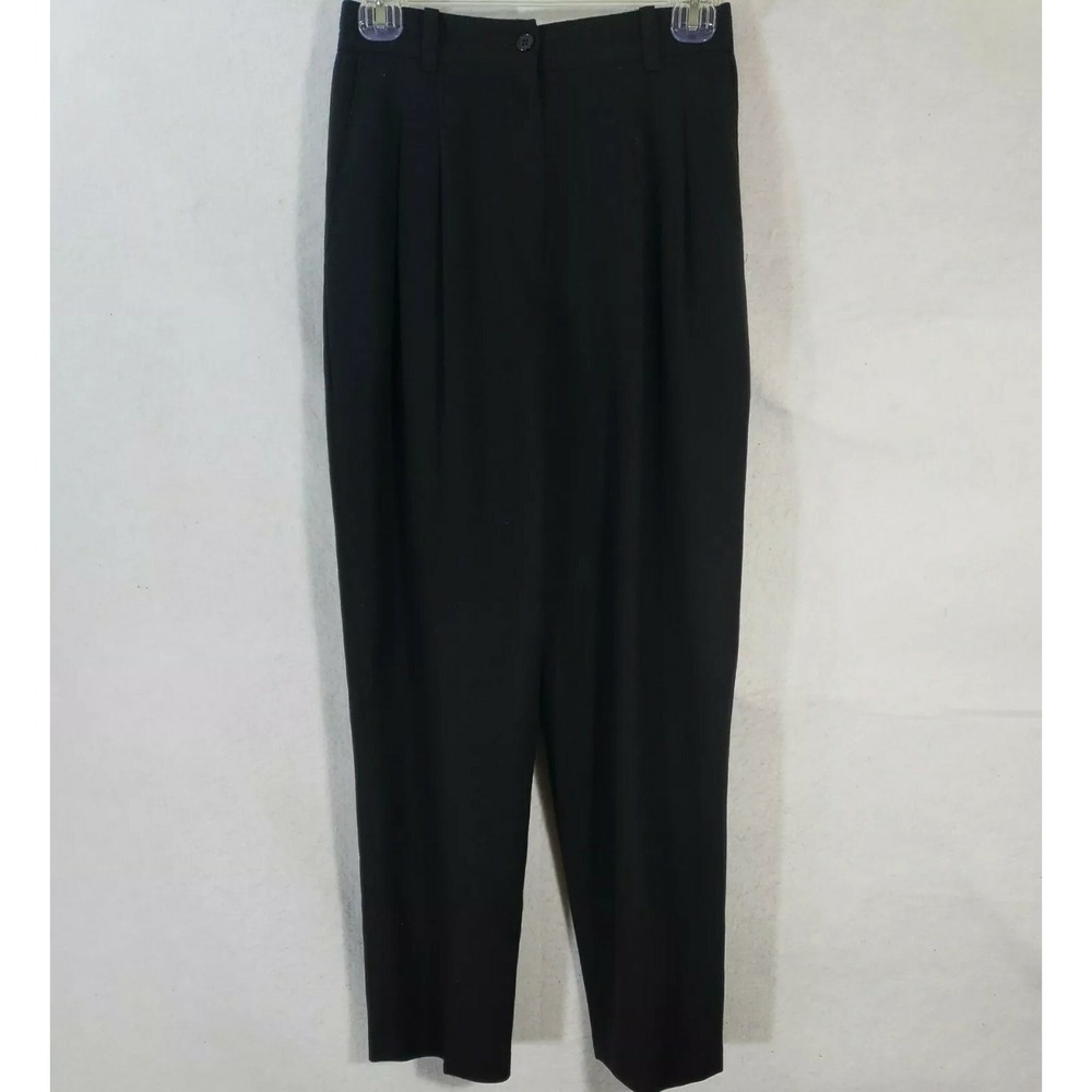 VTG Sag Harbor Woolmark  100% New Wool Dress Pants Womens Tapered Lined Black 4P